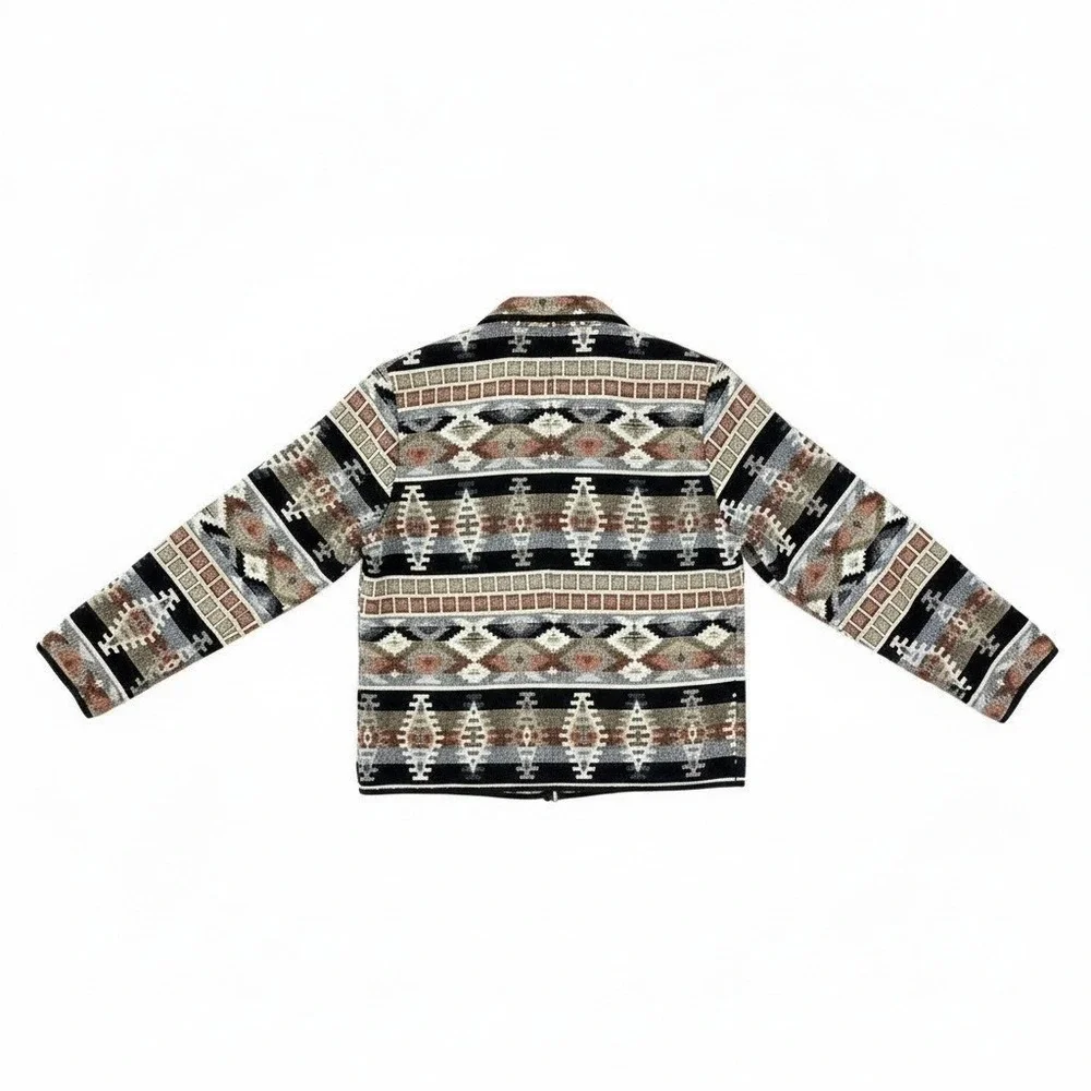 Jane Ashley Womens Tapestry Jacket M Aztec‎ Southwestern Boho Geometric Vintage - Picture 3 of 7